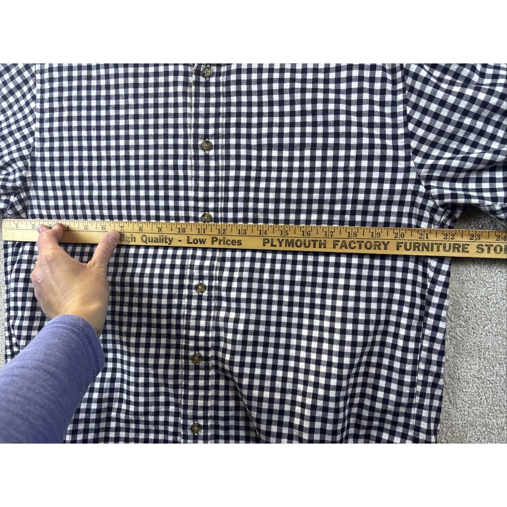 Brooks Brothers Button Down Shirt Mens Medium Navy Blue Gingham Check Cotton - Picture 6 of 7